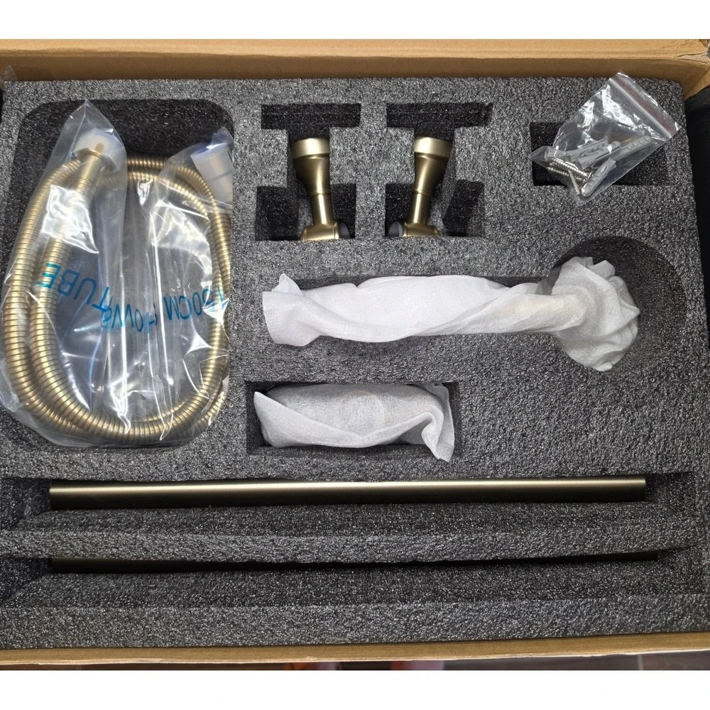 Auleend Brushed Gold Adjustable Slide Bar Shower System with Handheld Head